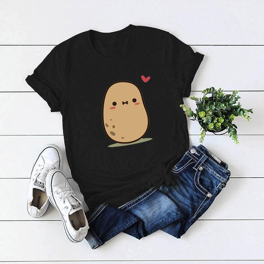 

Fashion Womens Short Sleeve Potato Sack Plus Size Cotton Casual Top S