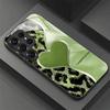 Leopard patterned heart-shaped design glass phone case suitable for Samsung GalaxyS26 S25 S24 S22 S21 S20FE/Ultra/Plus anti drop