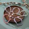 Lucky Crystal Cherry Peach Blossom Floral Flower Beaded Bracelets For Women Girls Elastic Bracelet  Jewelry Gift