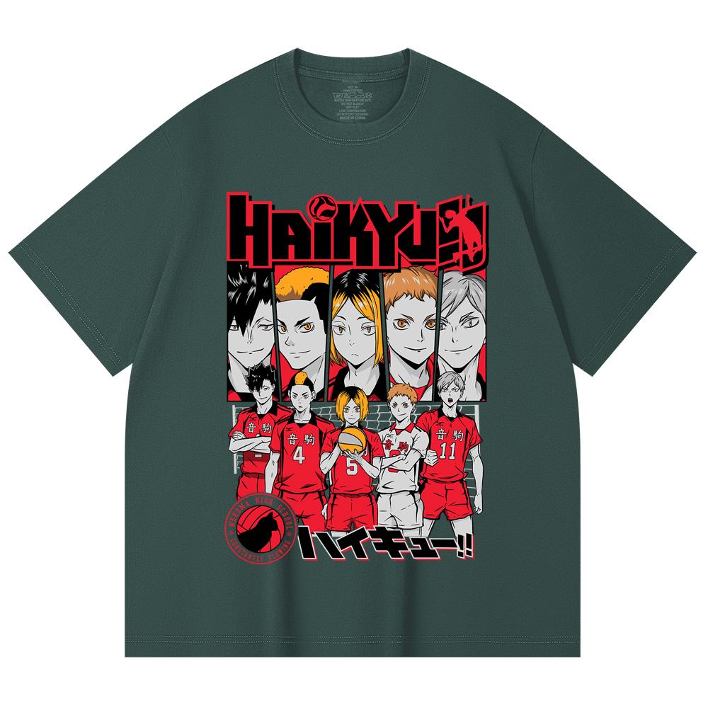 230 g/m² 100% Baumwolle Haikyu V8 Nekoma High Druck Unisex Schweres Baumwoll-T-Shirt