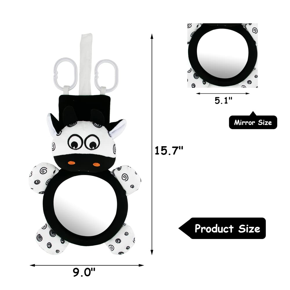 Baby Mirror Toys Multi-Function High Contrast Black and White Baby Toy Infant Soft Mirror Tummy Time Easy To Install Infant Toys