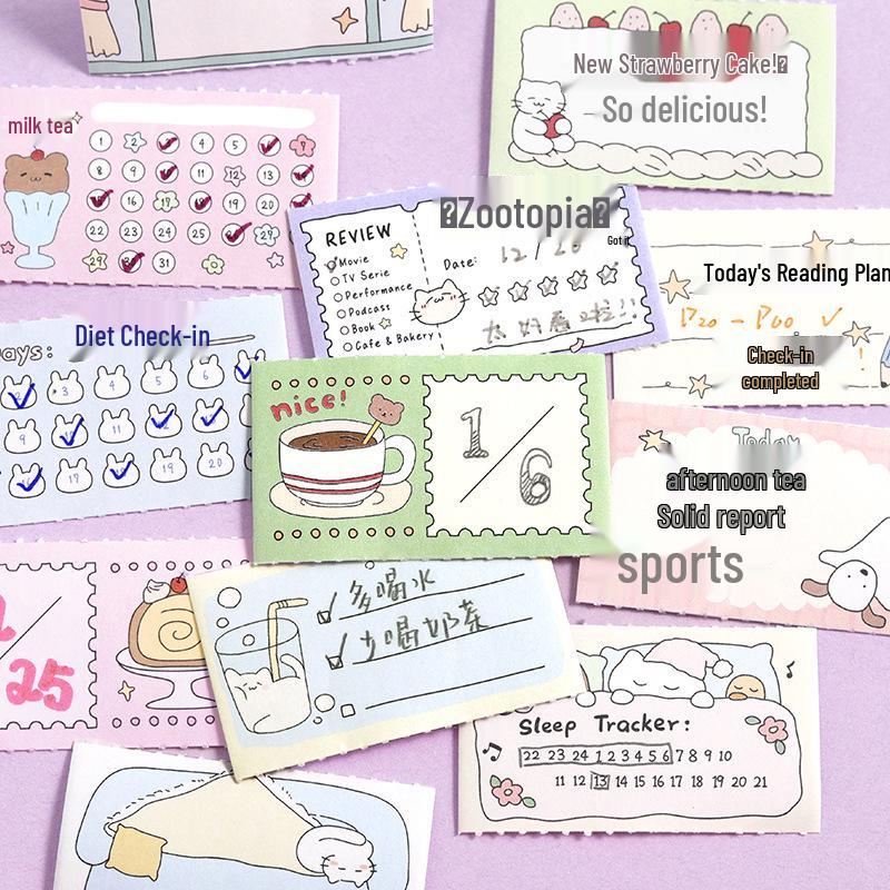 Letters Lover Tearable Sticky Note Roll - Energetic Daily Series Cartoon Cute Journal Border Stickers