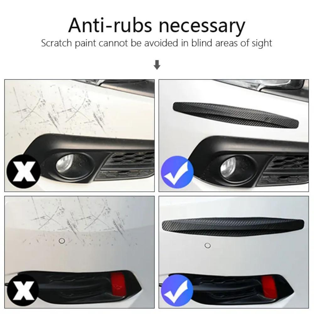 2Pcs Car Bumper Protector Strip Anti Scratch Car Edge Stick PVC Protective Strip Carbon Silicone Fiber Waterproof Trim Moulding