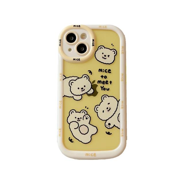 

Прекрасный милый белый медведь желтый противоударный чехол для Iphone 14 13 12 11 Pro Max прозрачный чехол для телефона Капа for iphone13(6.1 )