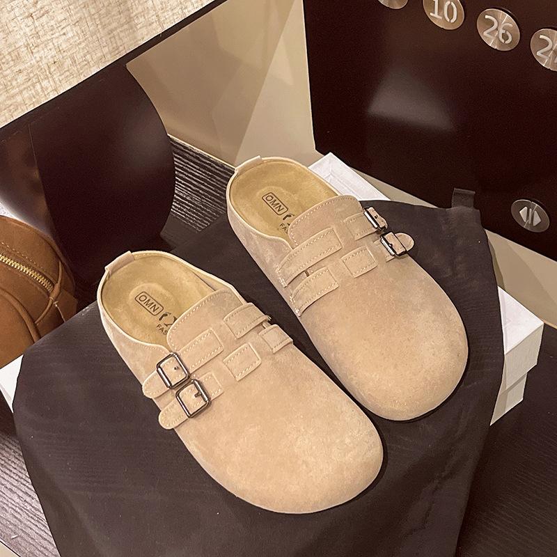 Fashion Crestar Suede Clogs For Women Lady Fashion Flat Slippers Outdoor Non-Slip Round Toe Mules Casual Potato Shoes With Arch Support