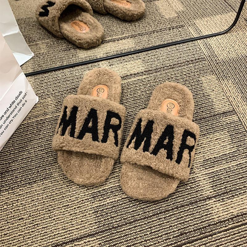Mao Mao tøfler dame yttertøy 2025 ny høst og vinter hvit kort Mao Mao sko liten duftende muffin tykksålede bomullstøfler