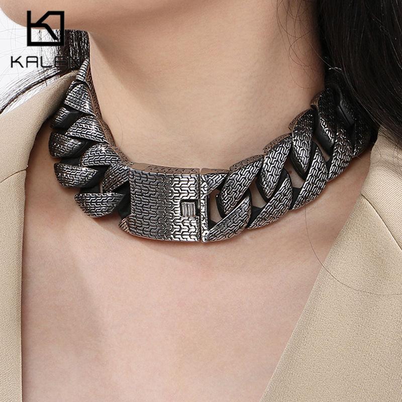 31/21 MM Szeroki Wysokiej Jakości Gruby Łańcuch Kubański Choker Damski Punk Męski Vinatge Stal Nierdzewna Kółko Naszyjnik Dominująca Biżuteria
