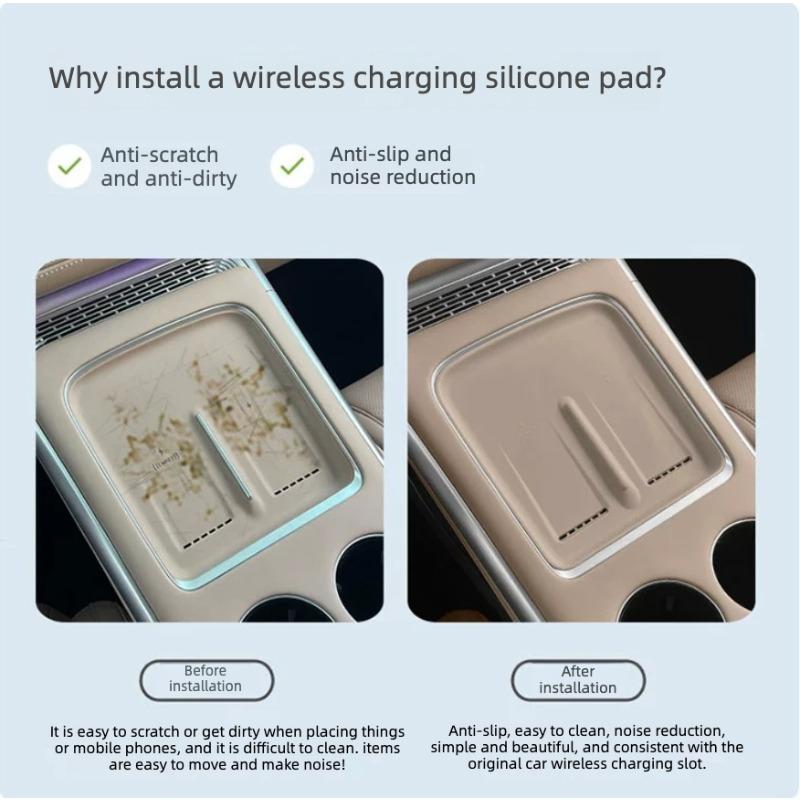 For XPENG G9 Center Console Wireless Charging & Cup Holder Silicone Pad, Non‑Slip Protective Mat Interior Tuning Accessories
