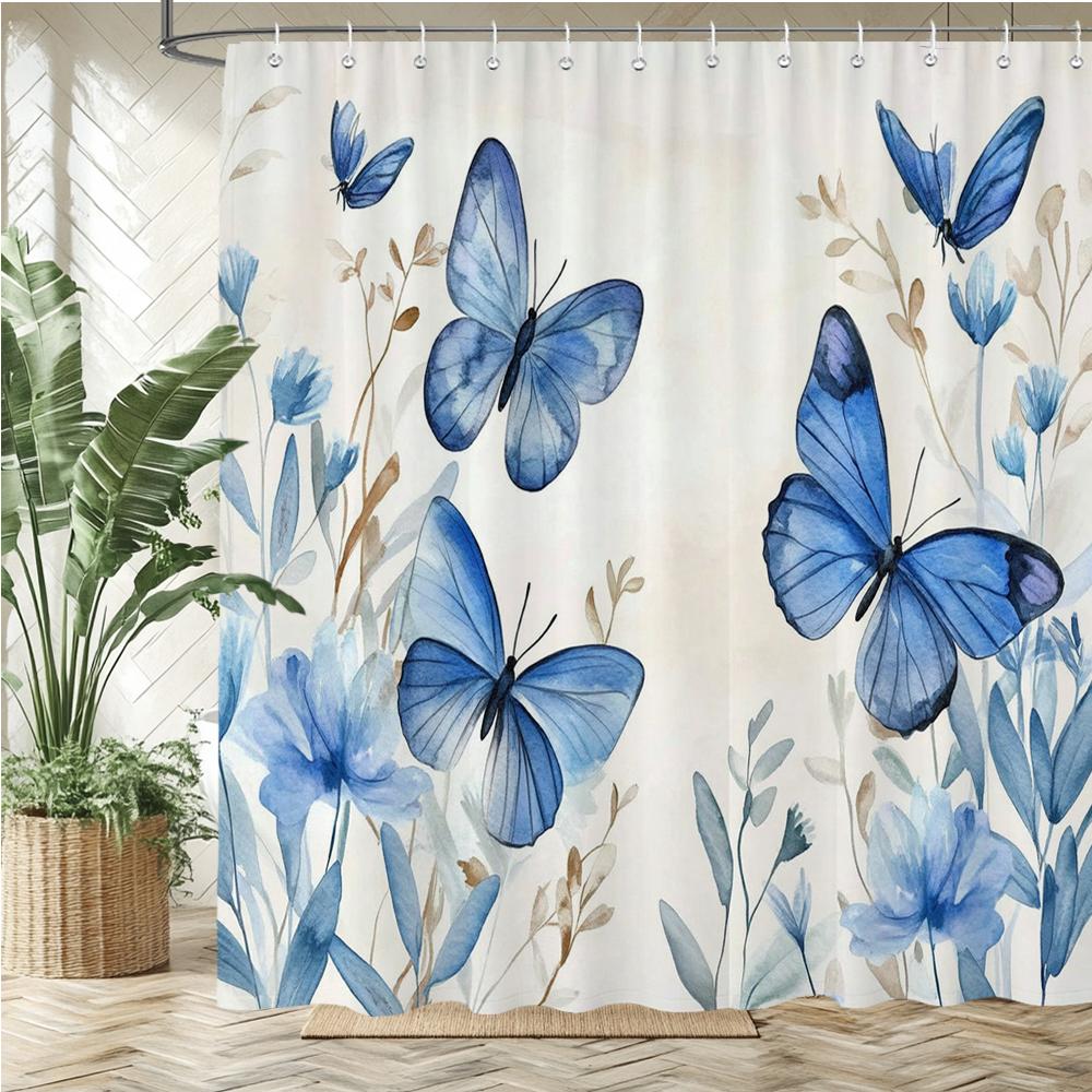 Beautiful Butterfly Style Style Shower Curtain Bath Curtain Flowers Printed Bathroom Curtains For Home Decoration Curtain
