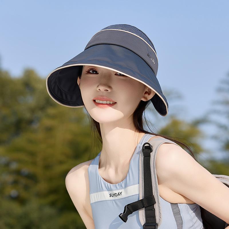 Ice silk can be hung mask empty top hat women breathable face cover ponytail sunscreen hat travel UV protection bucket hat