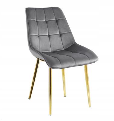 Gray Velvet Chair with Loft Tufts and Gold Legs for the Dining Room Furnitex