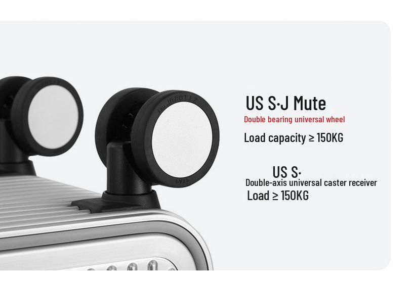 Super Thick Aluminum-Alloy Suitcase, 20-Inch Side-Opening, 24-Inch Front-Opening, 26-Inch Trolley Case for Men and Women