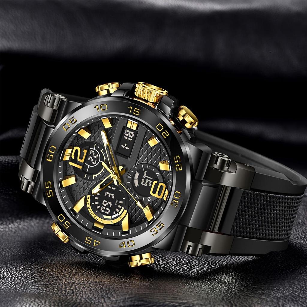 Trendy Waterproof Dual Display Quartz Sports Watch for Junior High