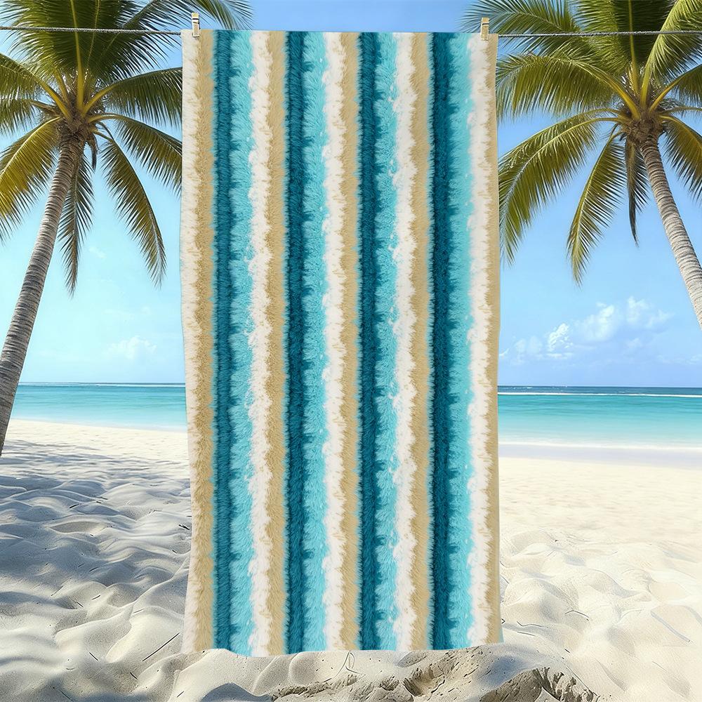 Populaire gestreepte bedrukte strandlaken Sneldrogend Zandvrij Volwassen Zwem Bad Handdoek Microvezel Handdoek