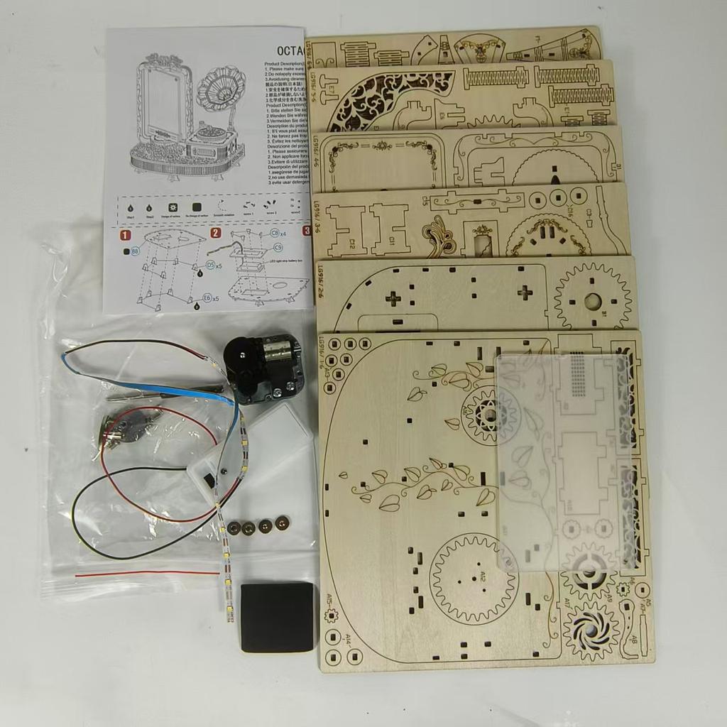 DIY 3D Wooden Puzzle Phonograph Photo Frame Miniature Model Kits Assembly Jigsaw for Kids Adults Birthday Gifts
