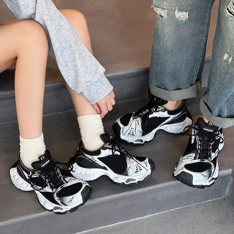 Autumn and Winter New Women's Shoes Platform Heightening Mesh Trendy Shoes Sports Shoes