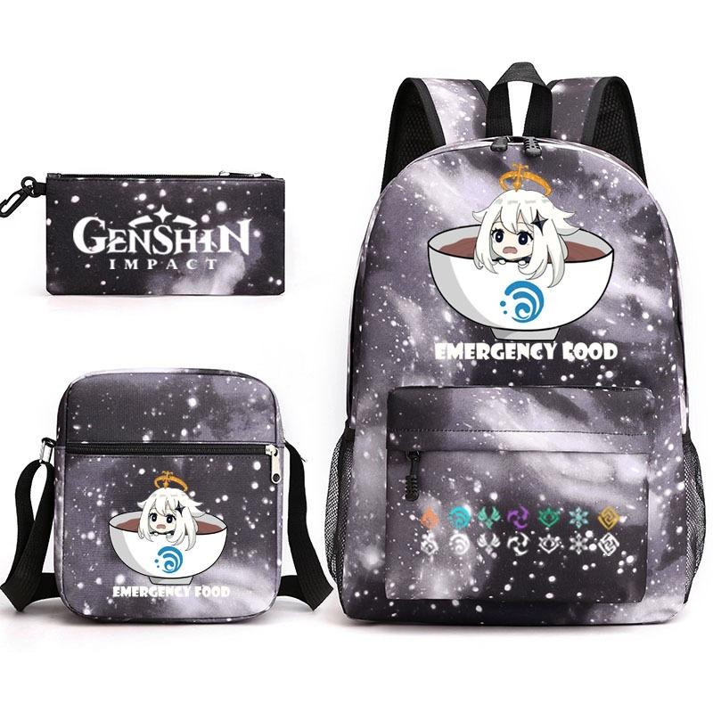 Genshinimpact Yuanshen School Bag Three-Piece Pencil Case Shoulder Bag Backpack