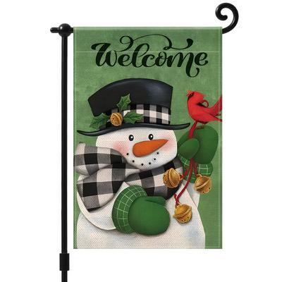 Christmas Snowman Garden Flag 12x18 Inch Double Sided for Courtyard Outdoor Welcome Flag Decoration (Excluding Flagpole)