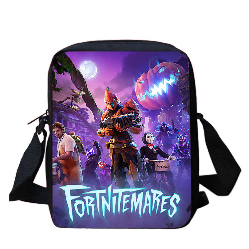 Cute Fortnite Cartoon Shoulder Crossbody Bag, Unisex Kids Aged 6-14 Portable Printed Small Bag for Daily School Travel Use