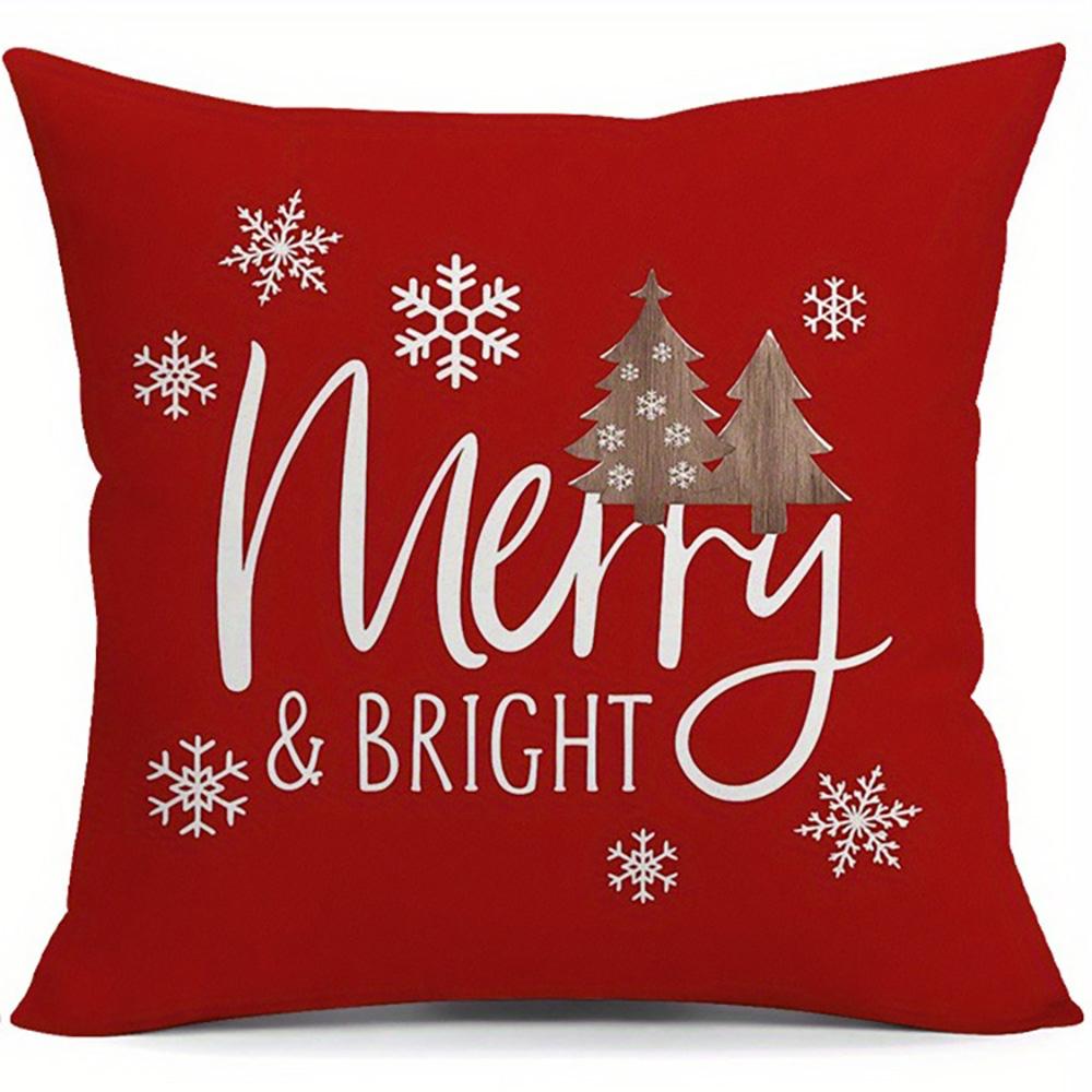 Christmas Tree Snowflake Pattern Christmas Pillowcase Decoration Furniture Double-Sided Printed Square Living Room Pillowcase