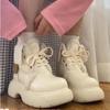 Водонепроникні снігові чоботи з ПУ шкіри Жіночі модні черевики на шнурівці з масивною платформою Бавовняні черевики Жіночі 2024 Зимові Товсті Плюшеві Теплі Черевики до щиколотки
