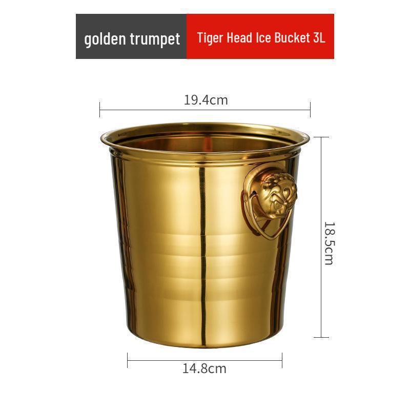 Stainless Steel Gold Ice Bucket with Creative Handle for Champagne, Beer, and Wine