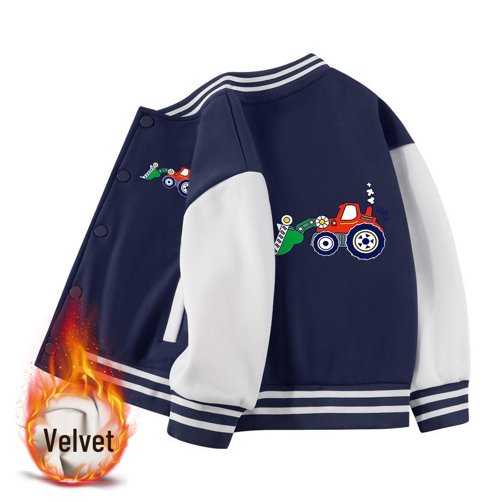 Children's Versatile Baseball Jacket - Spring & Autumn Velvet Cardigan for Boys