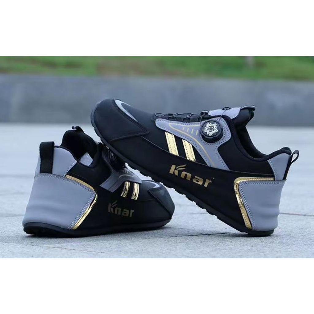 Men's Breathable Laceless Sneakers - Fashionable Black and Blue Sneakers with Rotating Buckles, Lightweight Soft Bottom