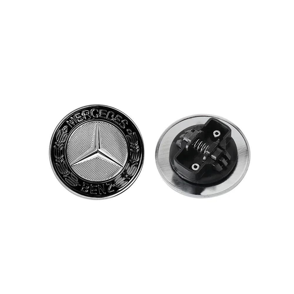 CRU1 57mm Aluminum ABS Car Flat Hood Emblem Sticker Front Badge Logo Decor Accessories For Mercedes Benz AMG W206 W220 W205 W210 W108