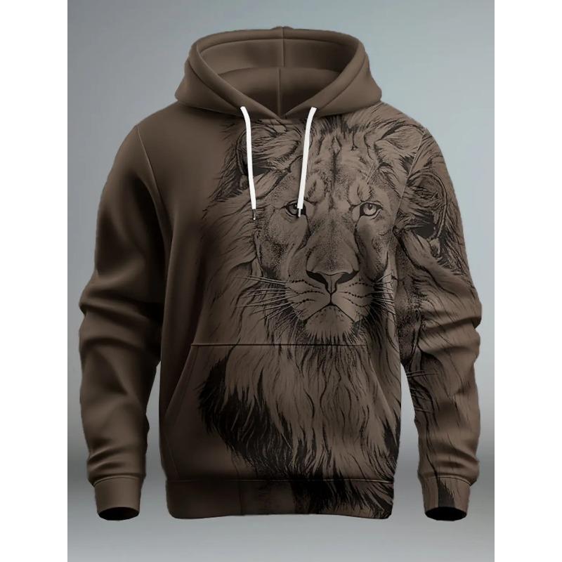 Fashion Men's Hoodie Animal Wolf and Lion 3D Print Fall Sweatshirt Hoodie Street Casual Boy Sweatshirt Y2K Men's Oversized Top Clothing