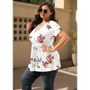 Plus size women's spring and summer V-neck printed short-sleeved T-shirt