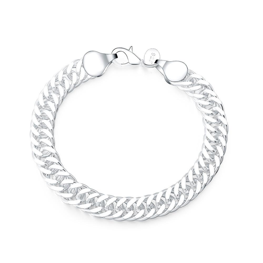 925 Sterling Silver Fashion Daily 6mm Side Double Buckle Bracelet Birthday Anniversary Party Gift