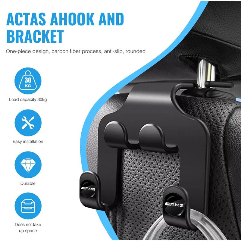 Car Seat Back Hook Phone Holder Auto Headrest Storage Double Holder Stickers For Mercedes Benz AMG W205 W218 W177 V177 W176 W169