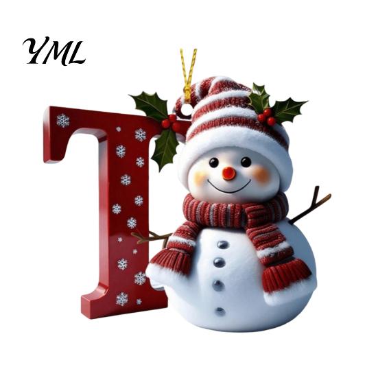 Personalized Snowman Letter Ornaments 2D Christmas Ornaments, for Tree, Customized Party Favors Kids Initial Ornament, Ornament DIY Hanging Xmas Decor