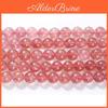 Natural Quartz Strawberry Stone Chalcedony Round Beads 15"strand Smooth Loose Spacer Beads 4681012mm For Jewelry Making Diy Bracelets Accessories