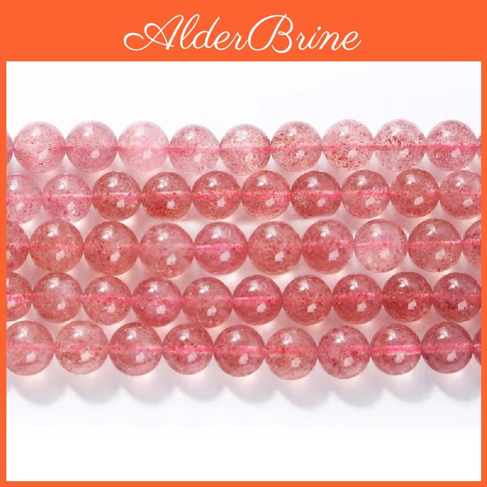Natural Quartz Strawberry Stone Chalcedony Round Beads 15"strand Smooth Loose Spacer Beads 4681012mm For Jewelry Making Diy Bracelets Accessories