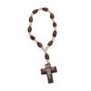 Wooden Rosary Small Portable Strong Wood Crucifix Style Hand Carved Catholic Rosary for Baptism