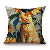 Gold Yellow Lovely Cat Kitten Oil Painting Modern Art Home Decoration Sofa Throw Pillow Case Cotton Linen Square Cushion Cover