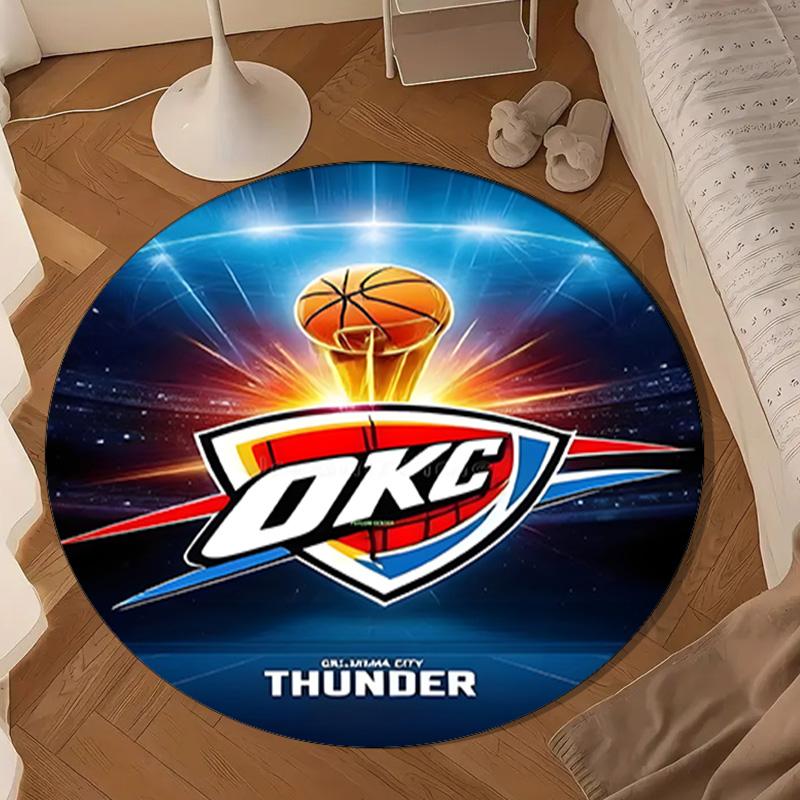 Thunder OKC Basketball Round mat, Anti-slip Circle Carpet Chair rug For livingroom,Bedroom, doormat home decor Gift Christmas Gifts