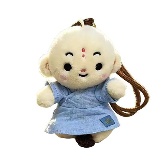 Cute Buddhist Monk Plush Keychain Cartoon Little Monk Stuffed Animal Pendant Zen Figure Key