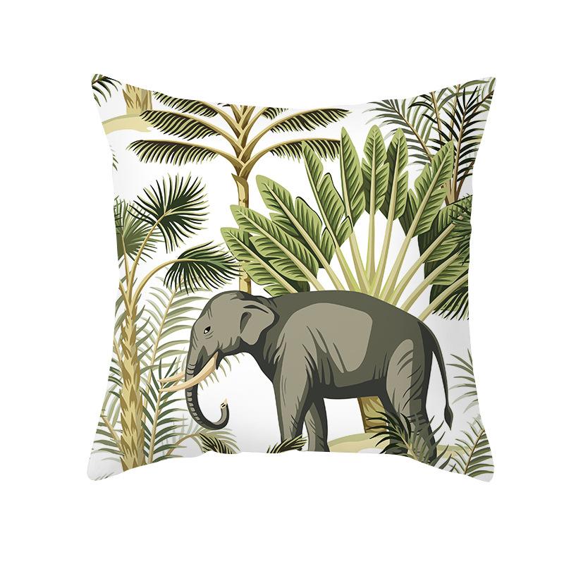 New Tropical Plant Print Pillowcase Summer Peach Skin Cartoon Animal Home Cushion Living Room Cushion