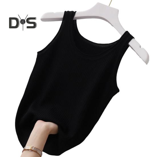 

Женский жилет с круглым вырезом без рукавов, облегающий топ, однотонный, ребристый, легкий спортивный жилет для спортзала, повседневная одежда 2XL чёрный