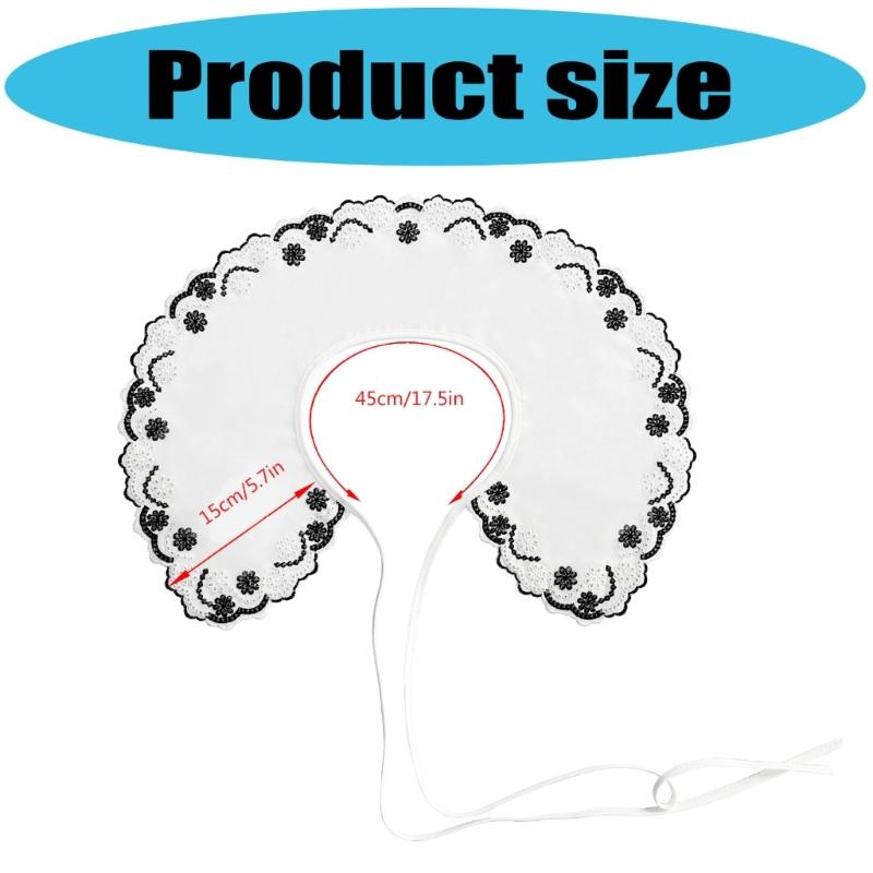 Embroidered Lace Flower Faux Collar Shawl Wrap with Adjustable Tie Design for Women Girl Formal Event and Daily Outfit