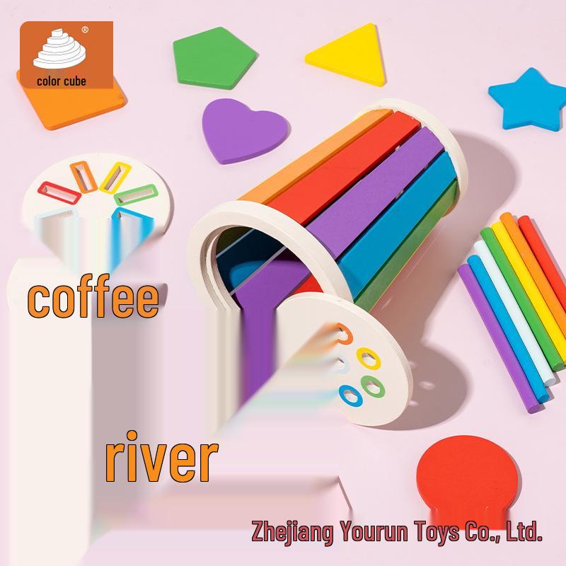 Montessori Wooden Color Sorting Game Bucket - Educational Toy for Toddlers