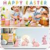 Wooden Easter Decorations Easter Bunny Table Sign 6 Pcs Easter Bunny Wood Signs Rustic Pink Wooden Bunny Blocks for Spring