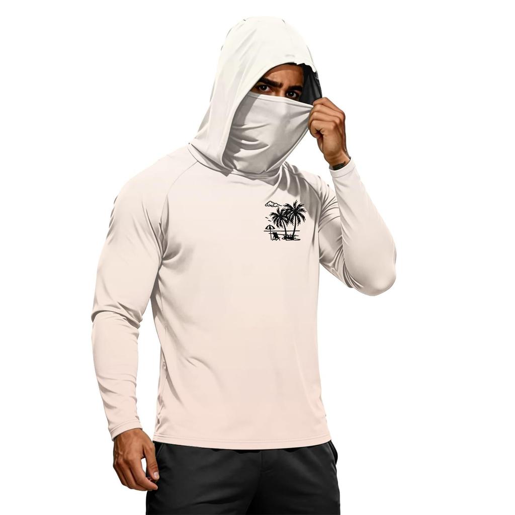 Camiseta de Manga Larga de Verano para Hombre de Secado Rápido con Capucha Protección Solar UPF50+ Ligera Transpirable para Fitness Deportes al Aire Libre