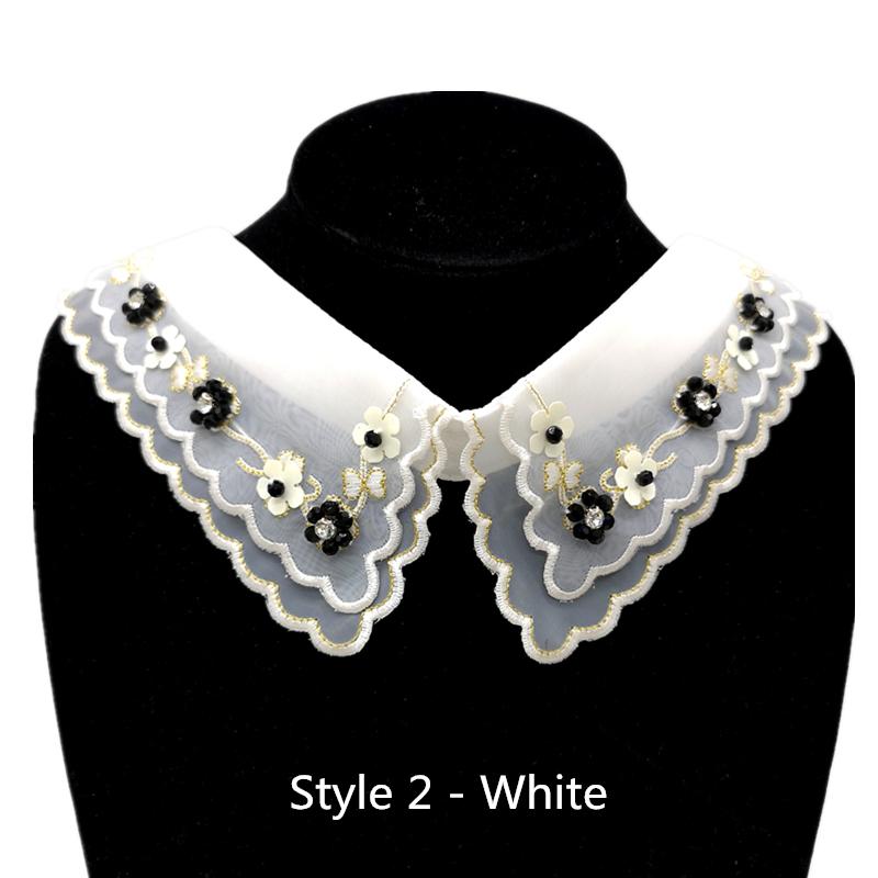 1pcs Fashion Shirt Sewing Lace Sweater Elegant False Collar Wedding Dress Accessories # White & Black