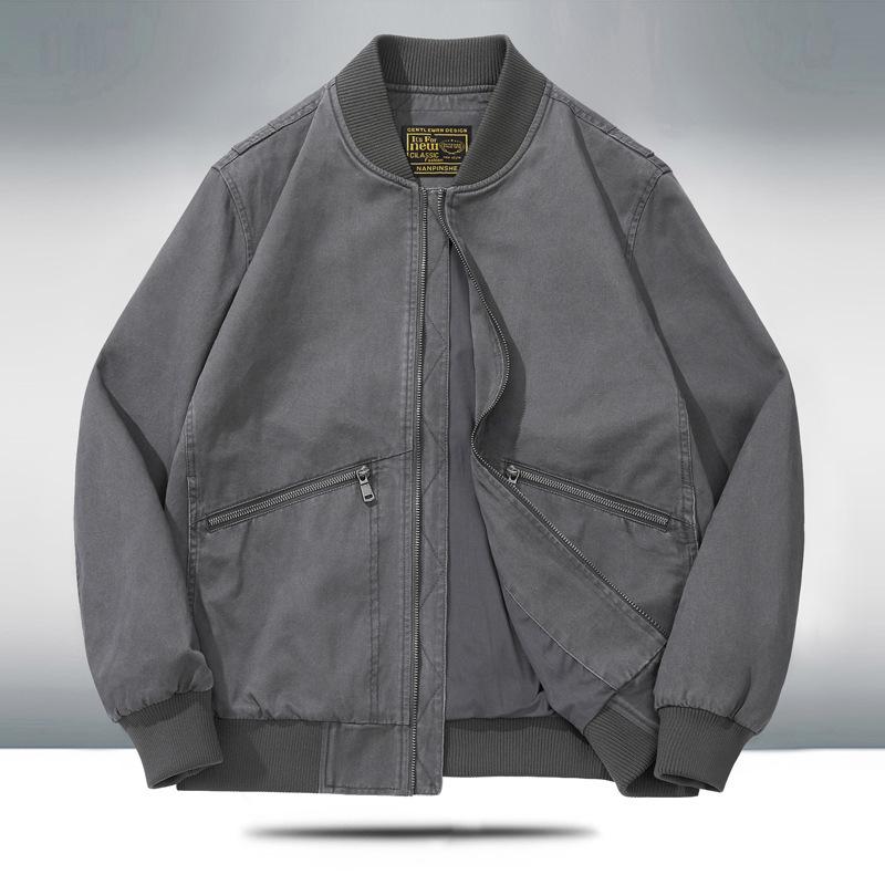 Spring and Autumn New Men's Washed Casual Jacket Loose Plus Size Fashion Washed Collar Flying Jacket