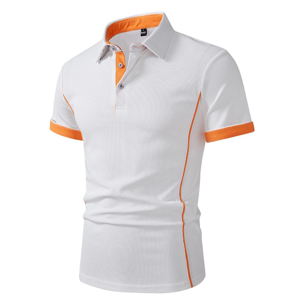 Men's Summer Colorblock Botton Short Sleeve Top Men's Casual Fashion Shirt