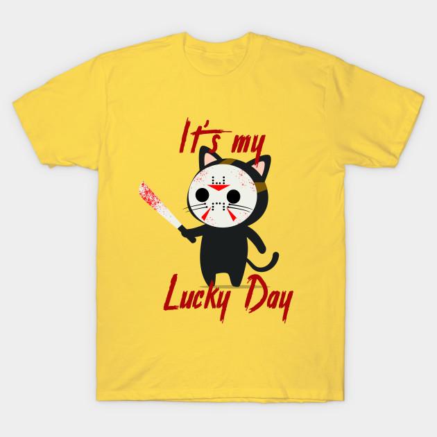 Men Black Print T-shirt Lucky Friday The 13Th No-Cut Transfer Paper Print Cotton Tshirt S жёлтый